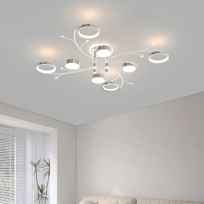 lustre led moderne design nordique chrome minimaliste