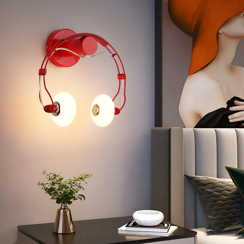 Applique murale LED créative en forme de casque audio