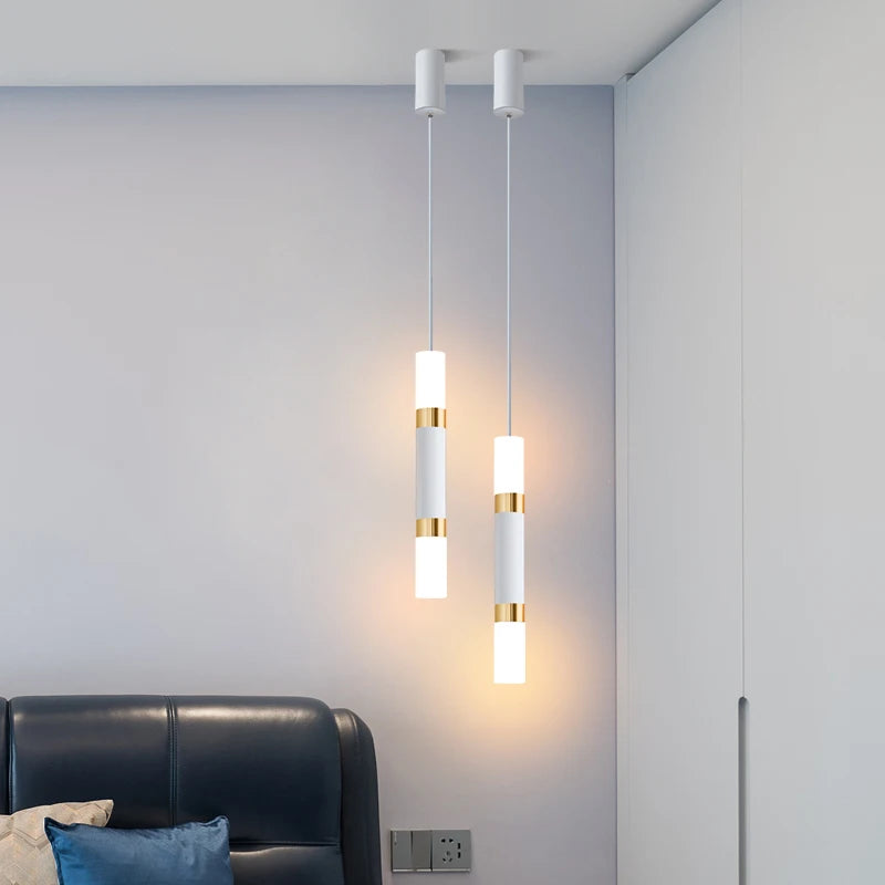 suspension LED en or art moderne long câble