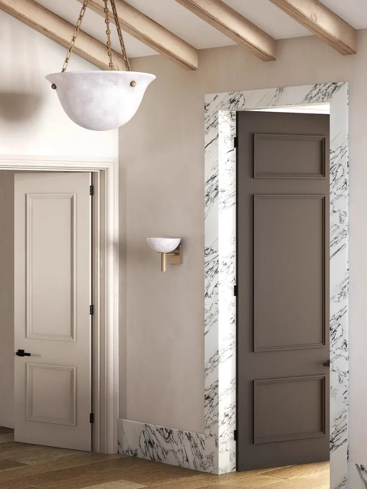 applique murale circulaire en marbre et cuivre style antique moderne