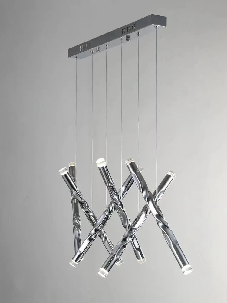 lustre double escalier spirale led moderne grand cylindre