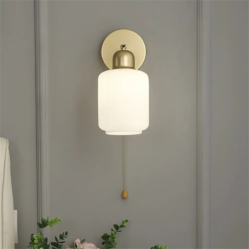 Lampe de chevet loft applique métal verre