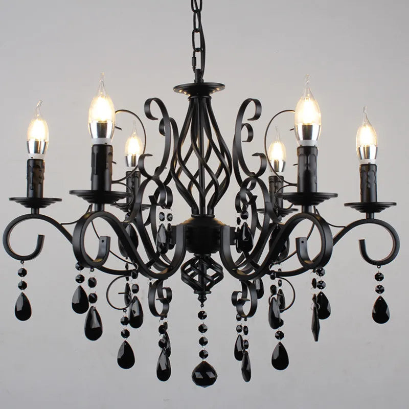lustre vintage en cristal et fer forgé pour un éclairage élégant