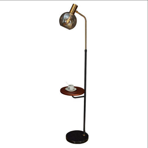 Lampadaire LED moderne ambre verre marbre Base bois pour salon chambre lecture éclairage E27 ampoule