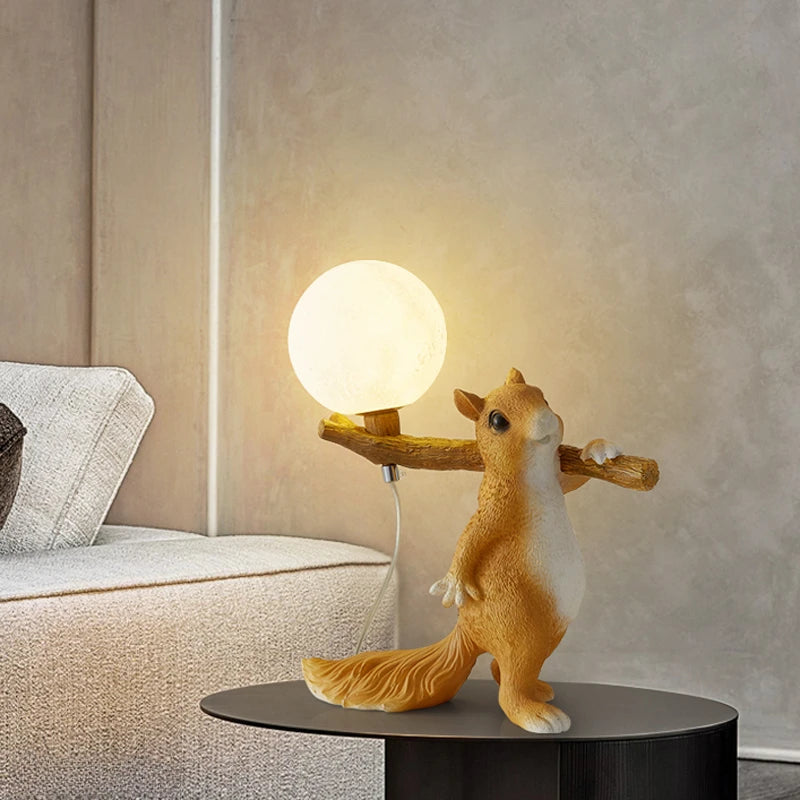 Nordique créatif LED dessin animé Animal écureuil lampe de Table chambre lampe de chevet bureau chambre d'enfants lampes décoratives