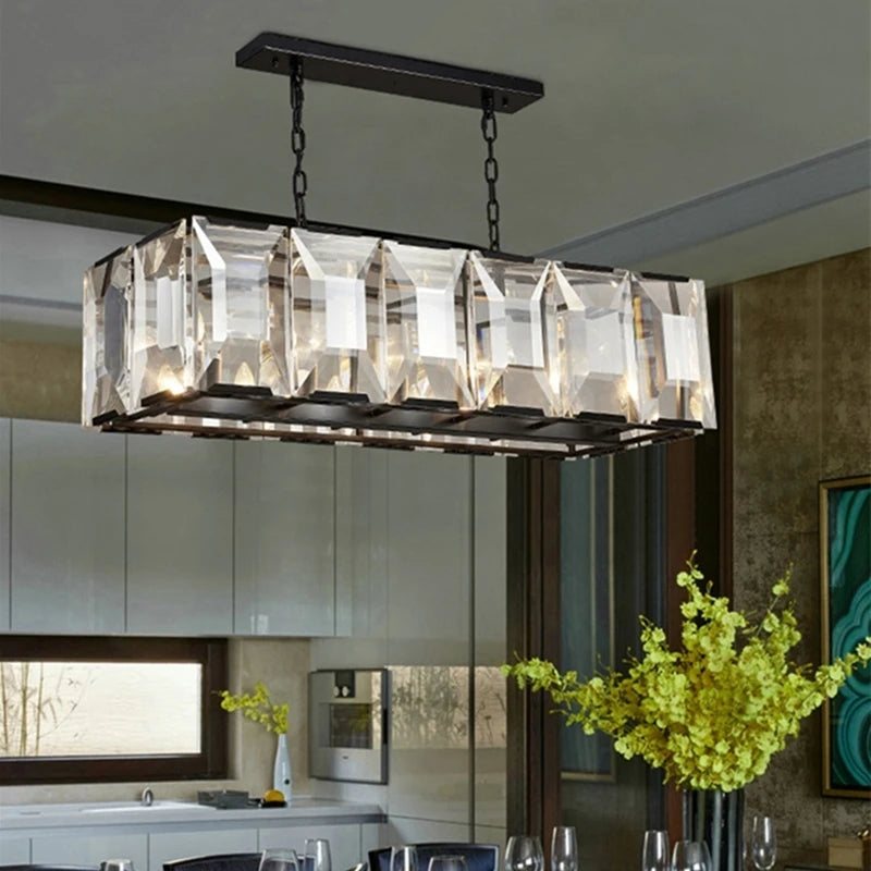 lustre de restaurant avec variété de cristaux modèle