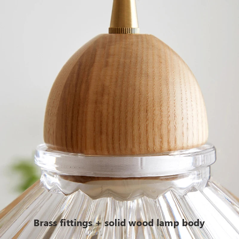 lustre nordique moderne en bois et verre led japonais