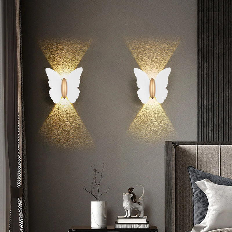 Appliques murales LED modernes 12W IP65 applique murale en métal LED lumières en aluminium LED applique murale papillon blanc LED pour ampoules LED
