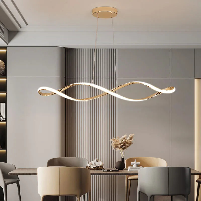 Lustre LED modernes pour salle à manger salon chambre L92cm Or / Chrome / Noir Télécommande