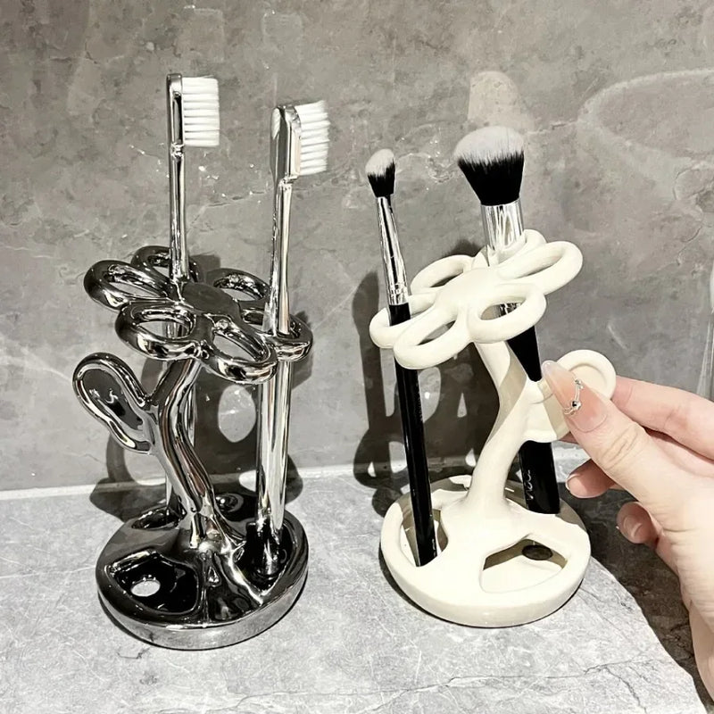 support de rangement élégant pour brosses et maquillage