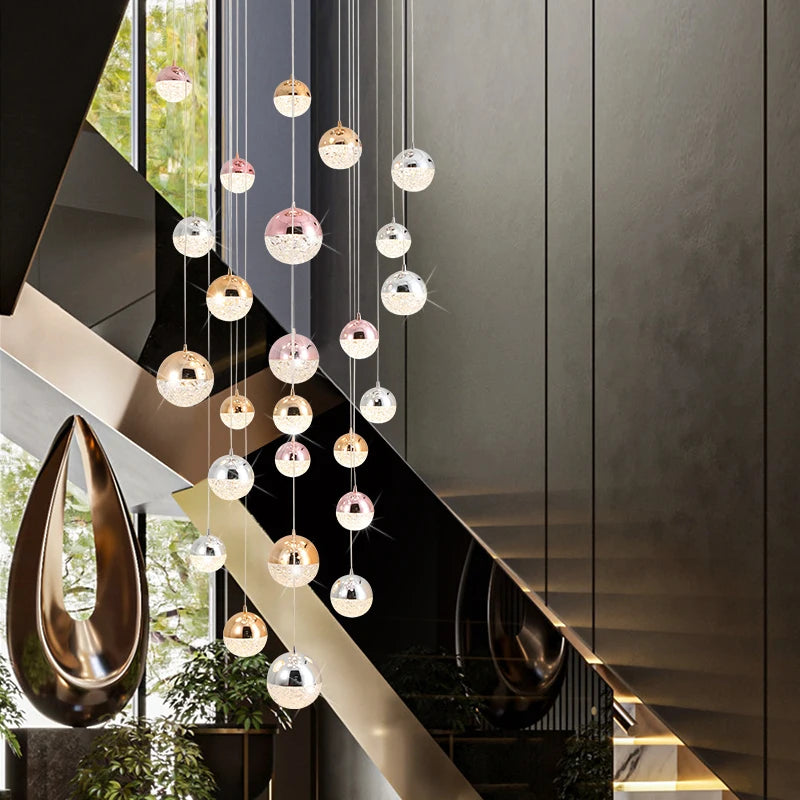 lustre long moderne minimaliste pour villa nordique acrylique sphérique