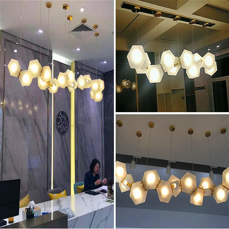 2024 Modern LED Chandelier Nordic Home Decoration Club Front Desk Hanging Light Office Restaurant Ceiling Chandelier