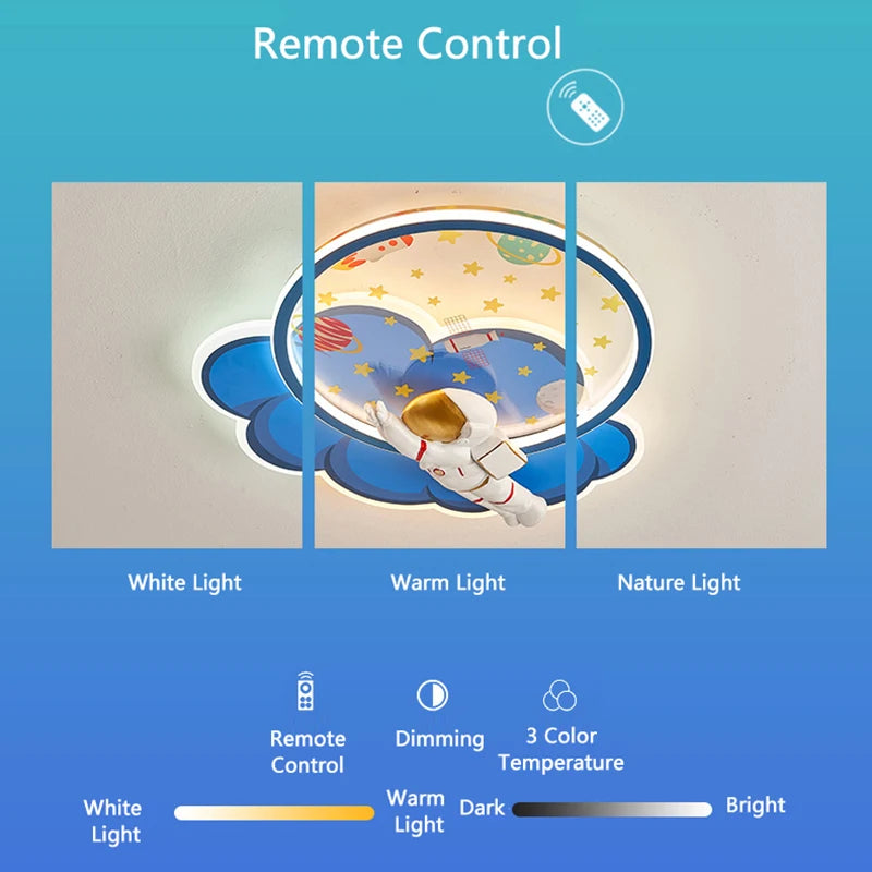 lustre astronaute forme nuage led variateur télécommande protection yeux