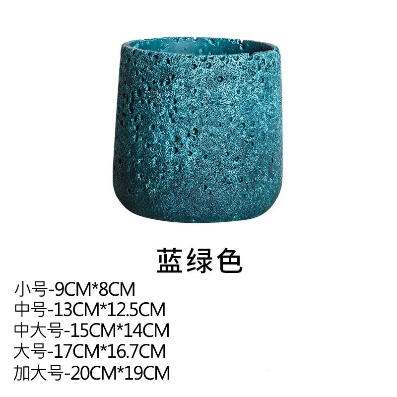 pot de fleurs en ciment style nordique avec plateau décoratif