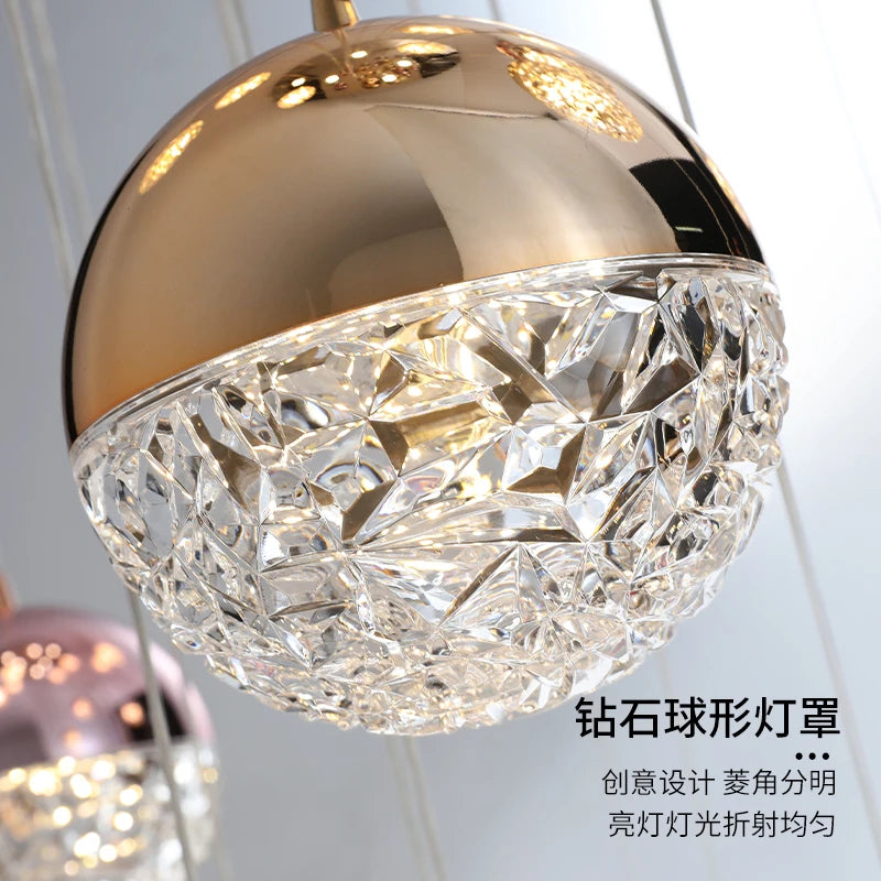 lustre long moderne minimaliste pour villa nordique acrylique sphérique