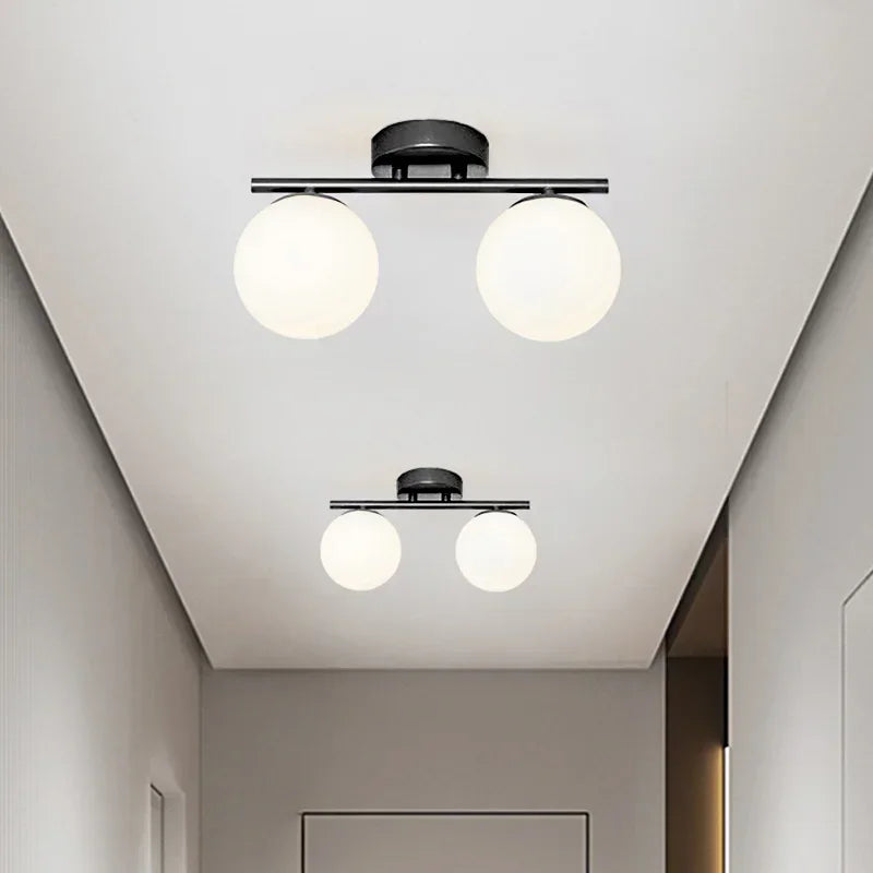 plafonnier led nordique en verre boule créative dorée