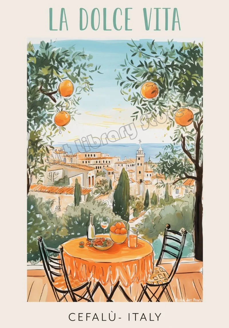affiche vintage de voyage en italie avec paysages et gastronomie