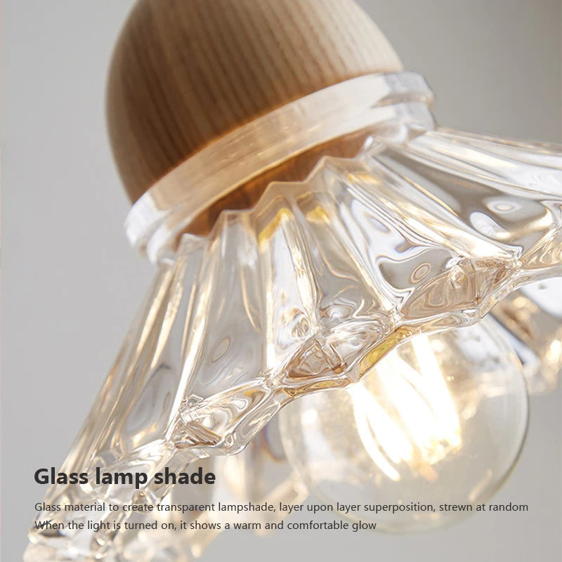 lustre nordique moderne en bois et verre led japonais