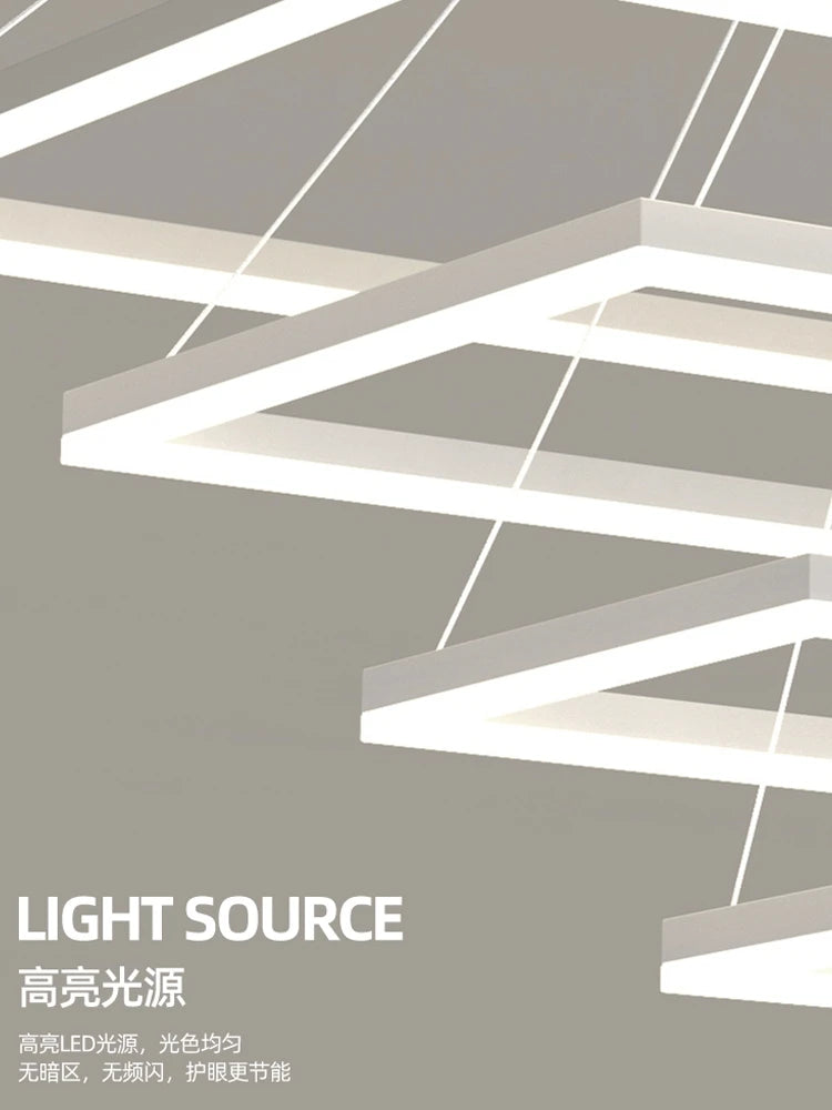 lustre led en aluminium fantaisie avec éclairage rectangulaire suspendu