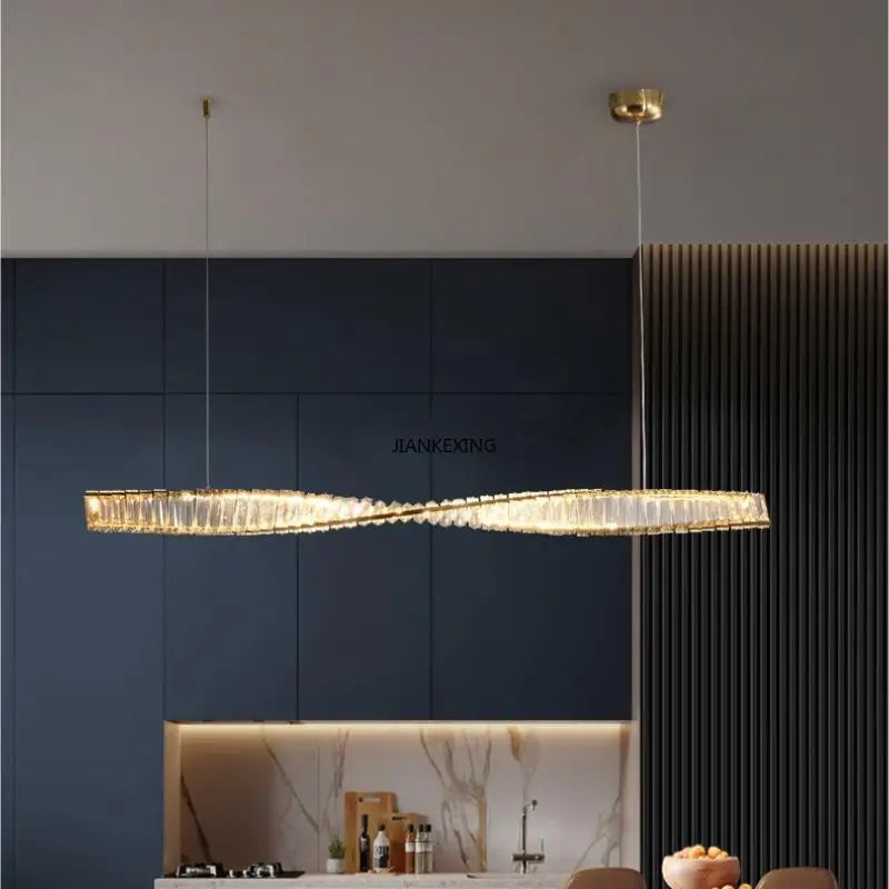 Creative and Personalized Long Crystal Light,Walkway Bedroom TV Background Wall Lamp Luxury Simple LED Suspension Lamps