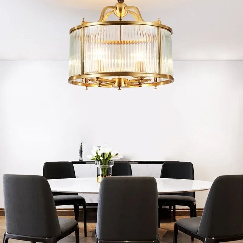 lustre de luxe moderne en cuivre doré avec éclairage led