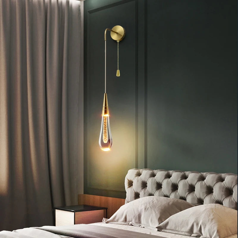 applique murale goutte d'eau avec interrupteur marche/arrêt led nuit