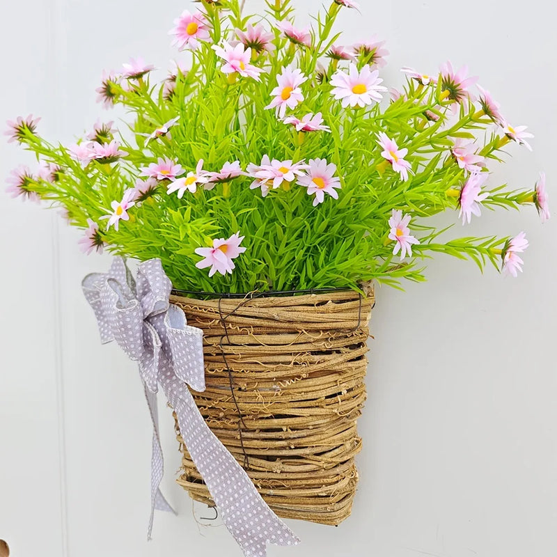 panier de fleurs artificielles couronne de printemps pour décoration de Pâques