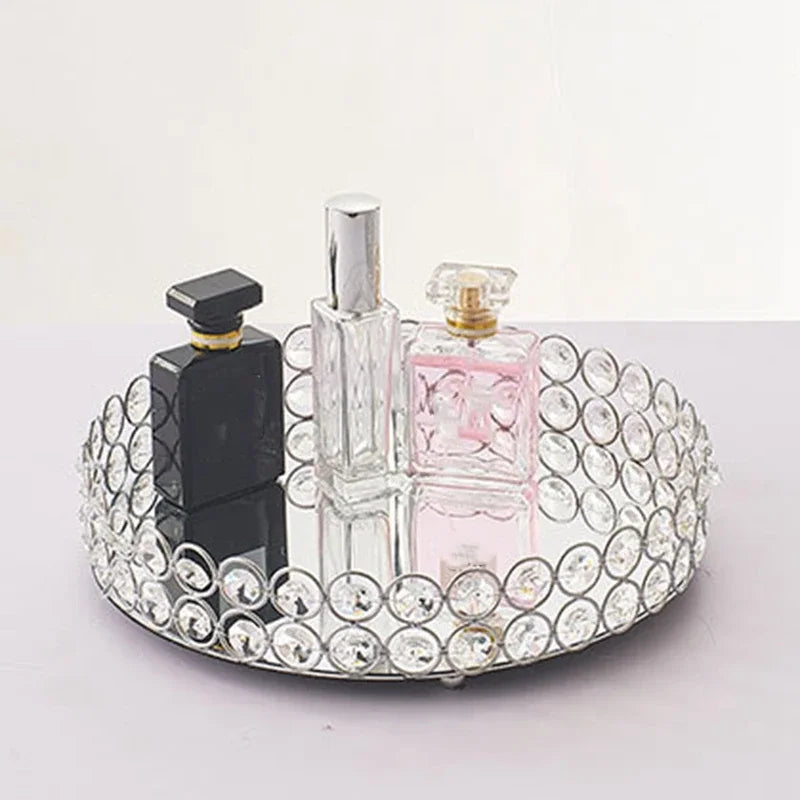 plateau rond en verre pour rangement et décoration