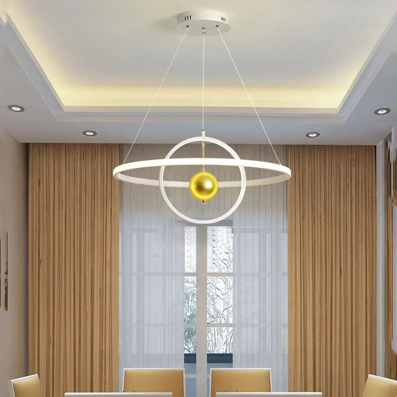 lustre circulaire en boule de fer avec luminaires led pour décoration