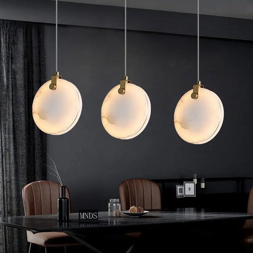 lustre led en marbre naturel avec fil réglable en laiton