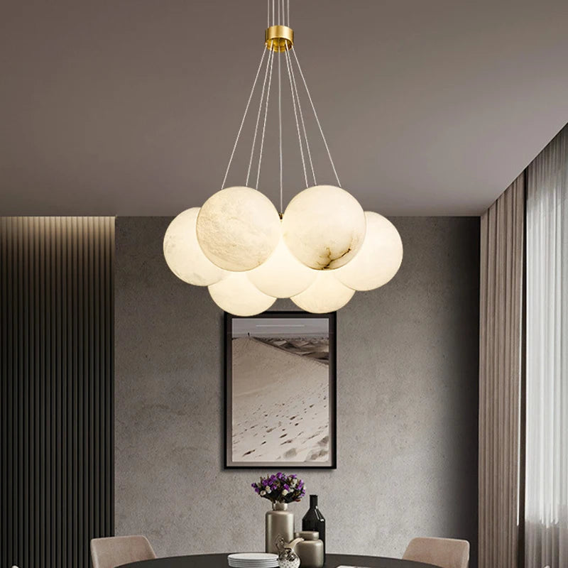 Lustre LED en forme de lune pour décoration de villa de luxe