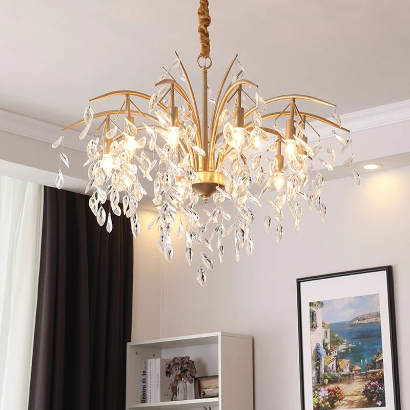 lustre nordique led en cristal de luxe décoration