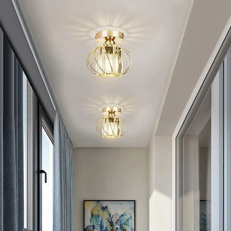 plafonnier moderne en cristal avec éclairage industriel led
