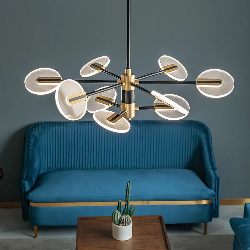 lustre nordique en fer avec led rotative créative
