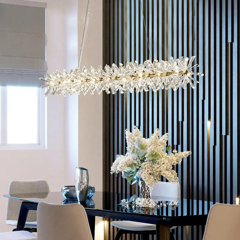 lustre en cristal fleur luminaire de luxe avec anneaux ronds