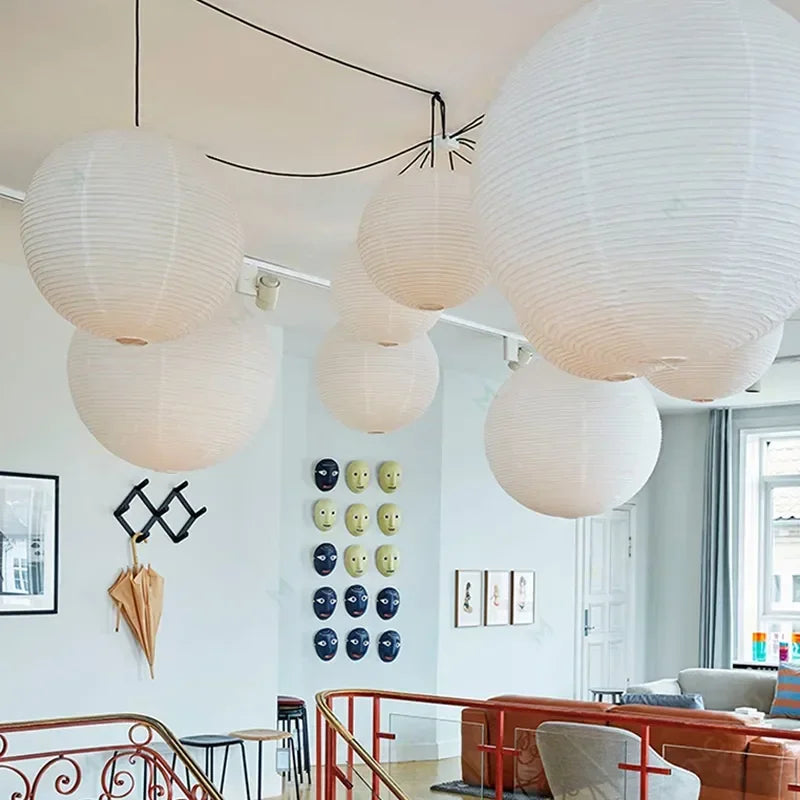 SANDYHA Chinois Lanterne Papier Boule Ronde Suspension Restaurant Salon de Thé Chambre Décor À La Maison Salon Salle À Manger Éclairage Lustres