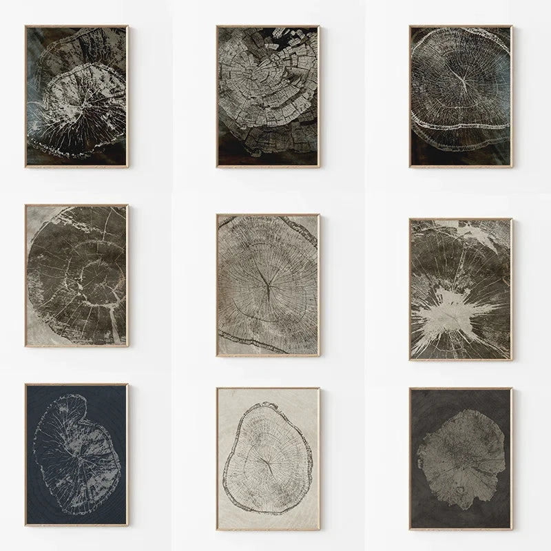 affiches abstraites sur les anneaux des arbres décoration murale