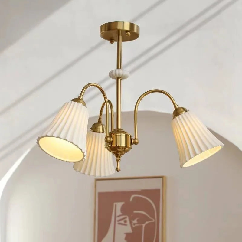 lustre rétro français en céramique et cuivre style américain design