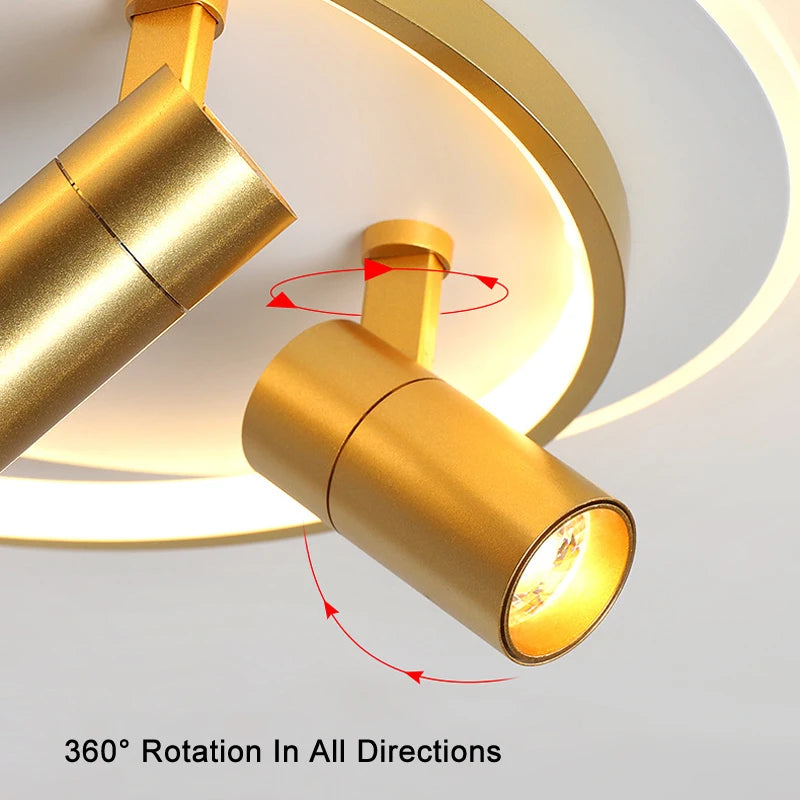 plafonnier moderne à leds avec projecteur monté en surface