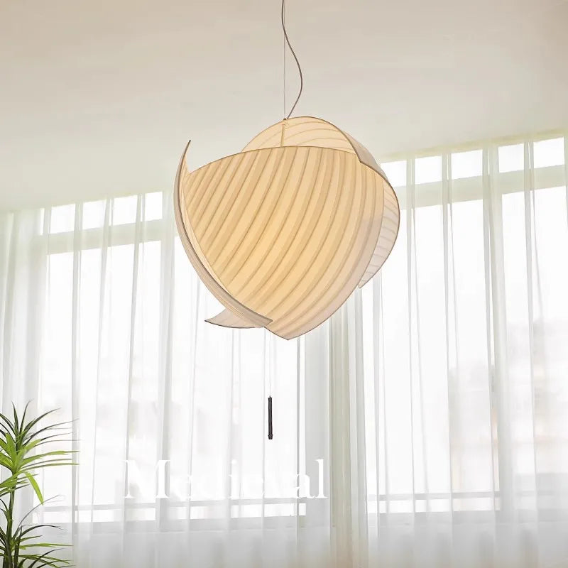 lustre wabi-sabi led en soie japonaise pour décoration maison