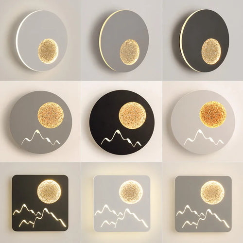 Postmodern applique murale LED lune lampe blanc noir carré rond en aluminium chambre chevet applique murale escalier cuisine couloir luminaire
