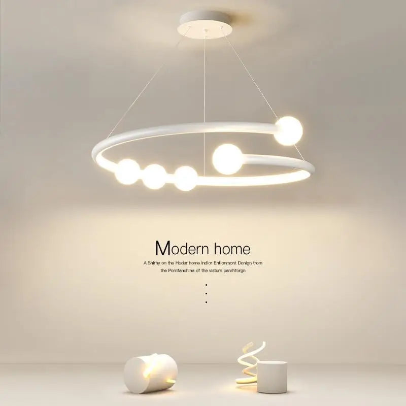 SANDYHA nordique ligne de luxe boule de verre lustre salon salle à manger moderne design anneau lampe pour chambre suspension LED éclairage