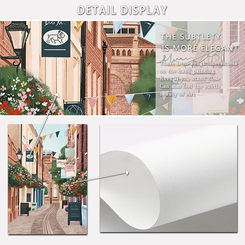 aquarelle ville côtière affiches art mural décor nordique