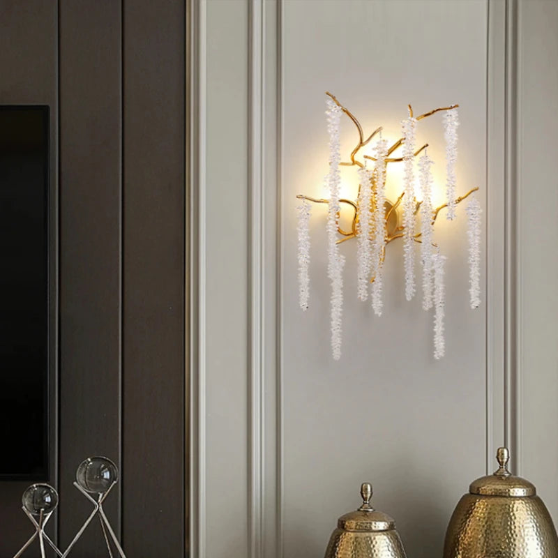 applique murale led moderne design art déco branches de fleurs de cerisier