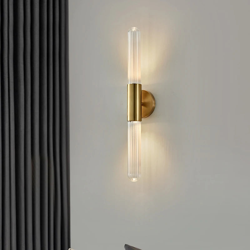 Applique murale led longue moderne en verre fer