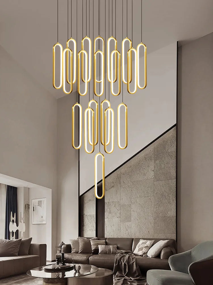 lustre led moderne avec anneau pivotant pour escalier