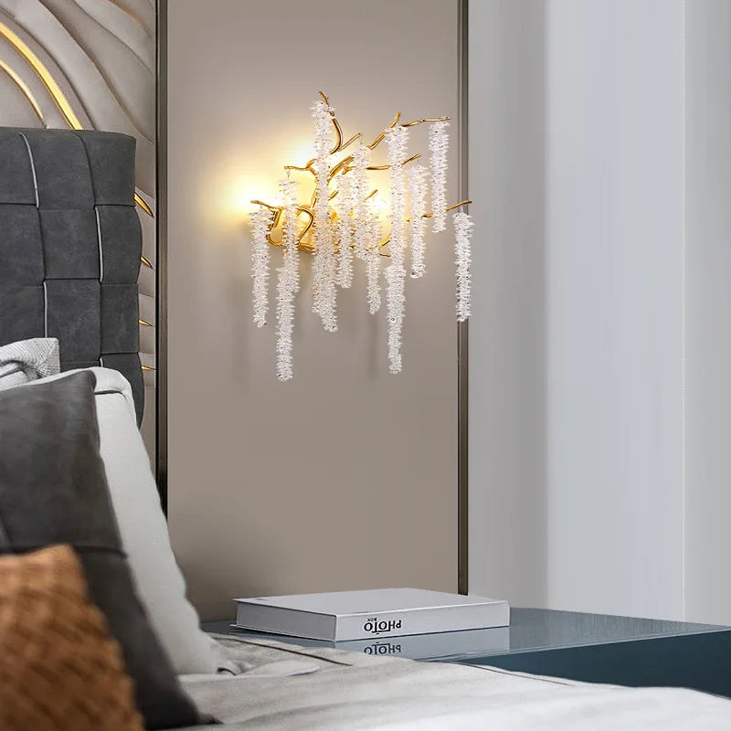 applique murale led moderne design art déco branches de fleurs de cerisier