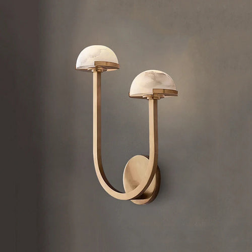 Applique murale style Américain Vintage Double Demi Boule Couloir Escalier Lampe Noir Cuivre LED Chambre Salon Marbre Décoratif Applique Murale