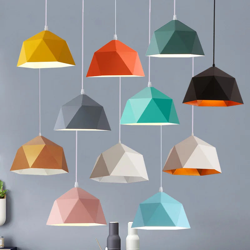 lustre nordique macarone géométrique led décoratif suspendu