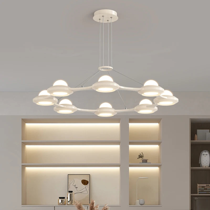 lustre moderne minimaliste trois têtes style crème italienne
